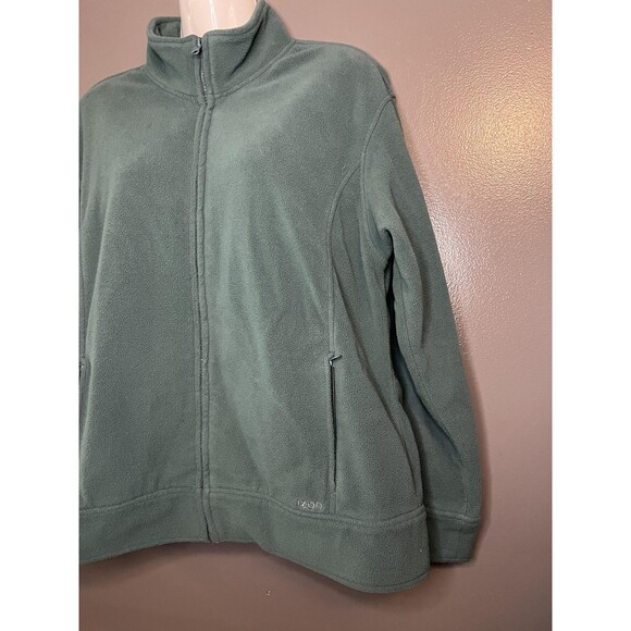 Izod Fleece Jacket Womens Large Green Full Zip Pockets Cozy Outdoor Pullover - Picture 3 of 7